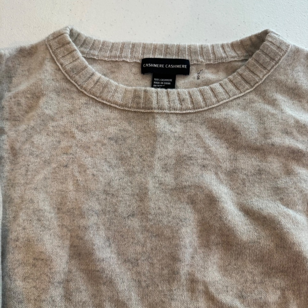 Cashmere Cashmere Women L Oatmeal Heather 100% Cashmere Crewneck Sweater Relaxed